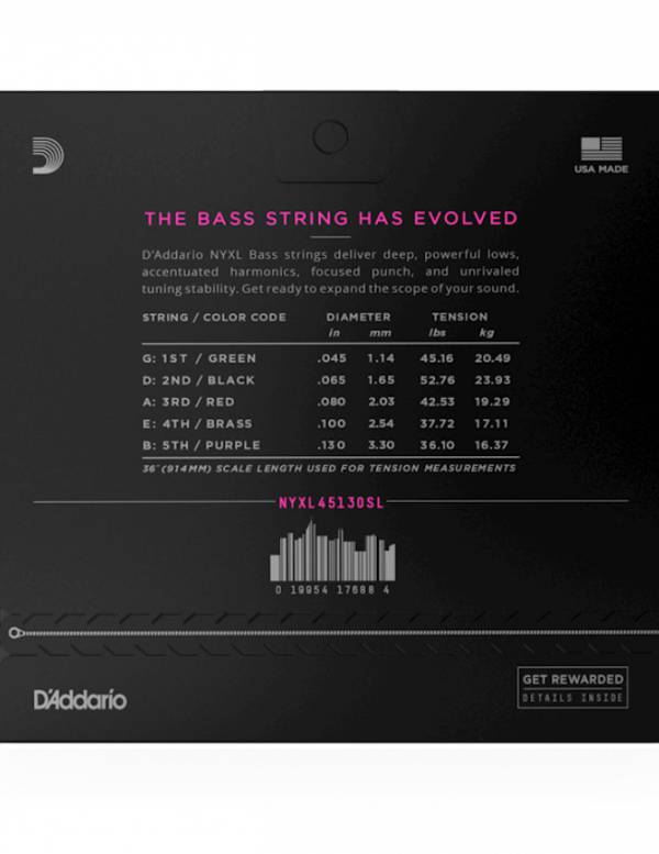 D'Addario 5-string NYXL45130SL - Image 2