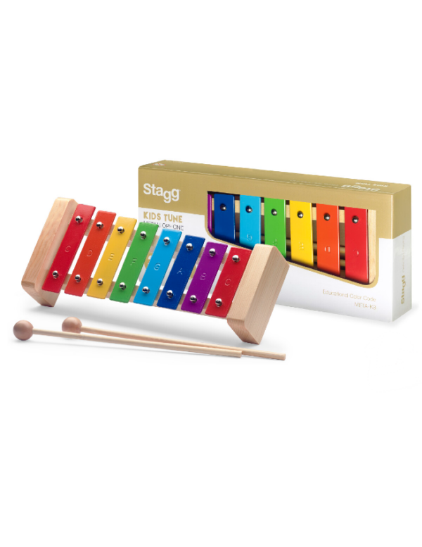 Metallophone with 8 colour-coded keys