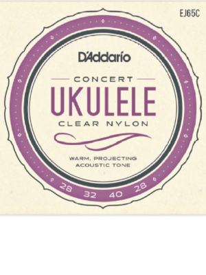 D'Addario EJ65C Concert Ukulele Strings, Clear Nylon